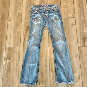 BKE Low Rise Medium Wash Distressed Denim Jeans